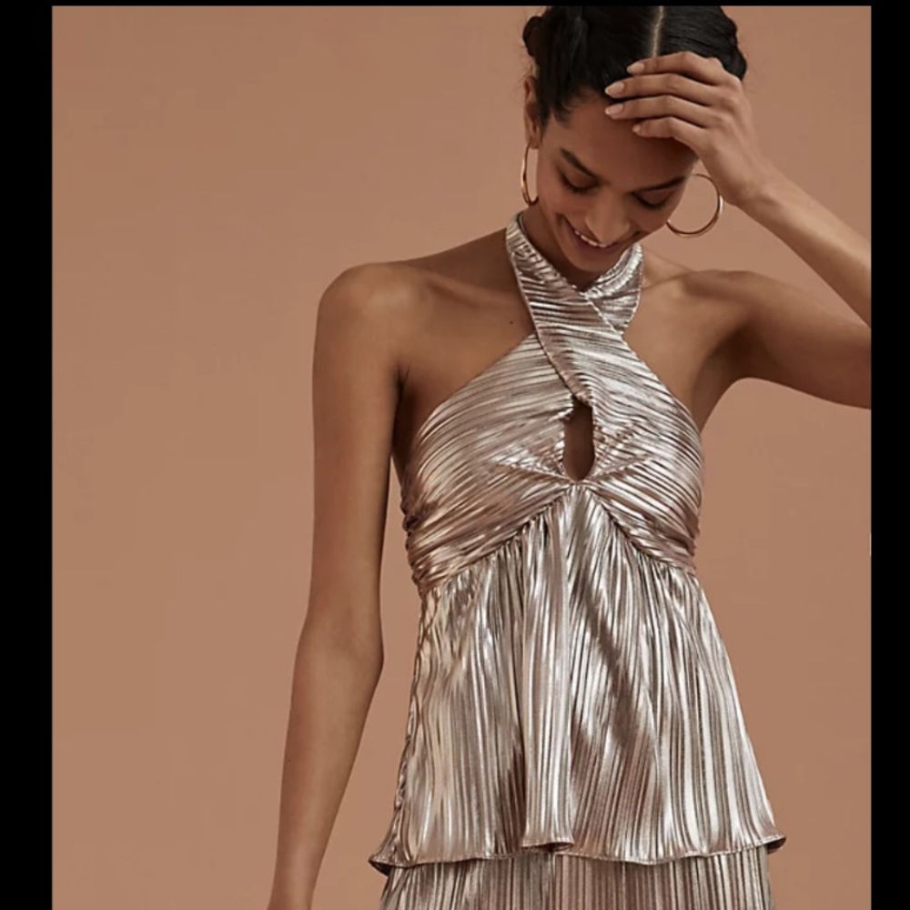 Anthropologie MONTE Shimmer V-Neck Tank NWT $170